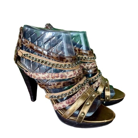 BKE animal print strappy heels sandals size 8.5 - Picture 1 of 8